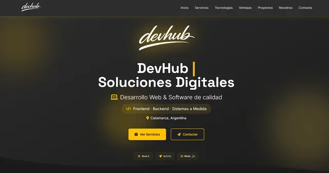 Screenshot de DevHub Institucional